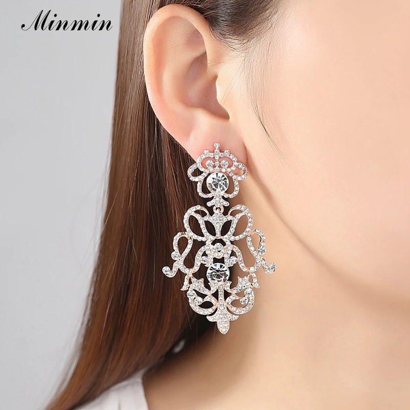 Minmin богема люстра /розовое золото Цвет большие серьги невесты кристалл длинные