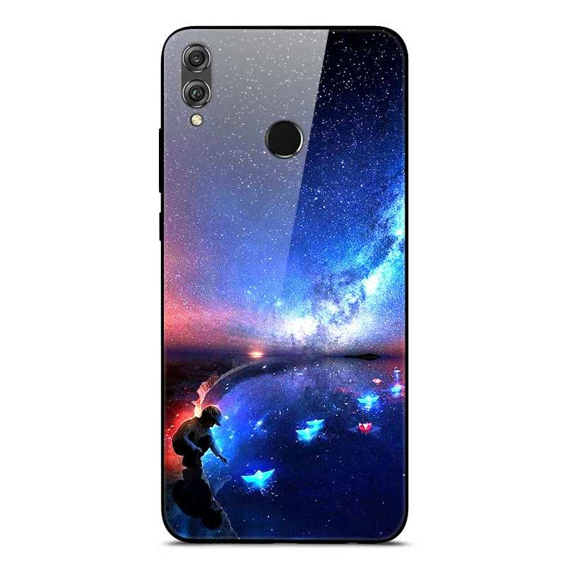 18 Чехол из закаленного стекла для huawei Honor 8X, чехол из жесткого поликарбоната, задняя крышка для телефона huawei Honor 8X, чехол, 8 X Honor8X, силиконовый бампер - Цвет: 18