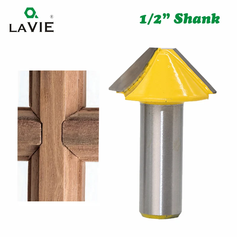 1pc 12mm 1/2 Solid Carbide V Shape Tenon Cutting Bits Knife Flat-bottomed Milling Cutters Router Bit for Wood Door Window 03150