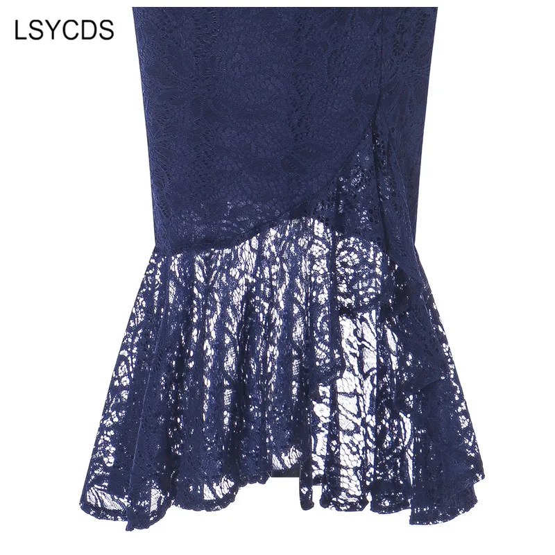 

LSYCDS Sexy V Neck Bodycon Midi Party Casual Dresses Women Off Shoulder Vintage Mermaid Dress Elegant Lace Sheath Women Dress