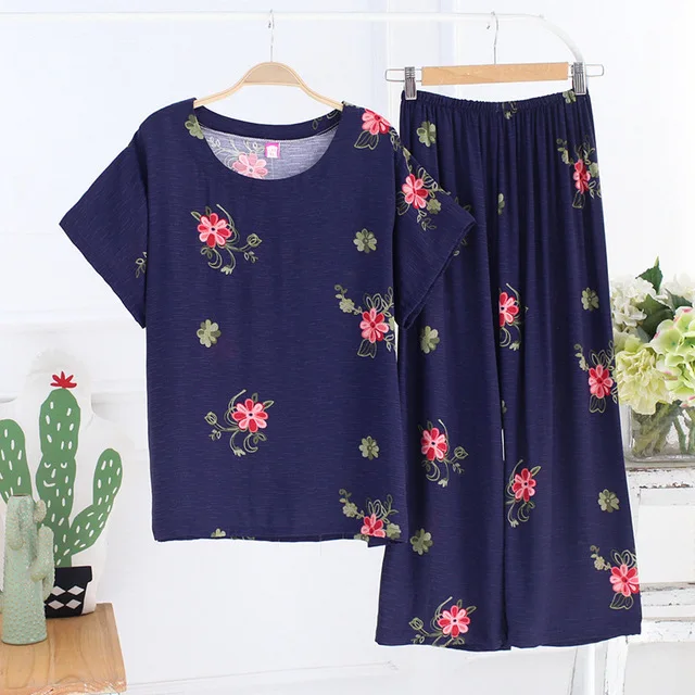 Style 3 Новое поступление, Женский пижамный комплект, одежда для сна, Женская хлопковая льняная Пижама с цветочным принтом, летняя повседневная свободная Ночная одежда, домашняя одежда - Цвет: Style 3