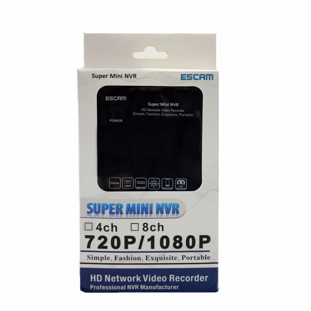 ESCAM K108 ONVIF 8CH NVR HD 1080 P/960 P/720 P Мини портативный сетевой видеорегистратор NVR Поддержка Onvif цвет черный