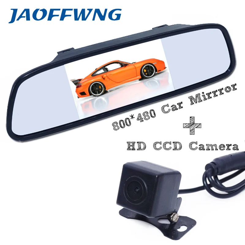 

Newest car parking camera+4.3"car backup mirror black 170 angle waterproof IP 69K CCD image fit for kinds of car