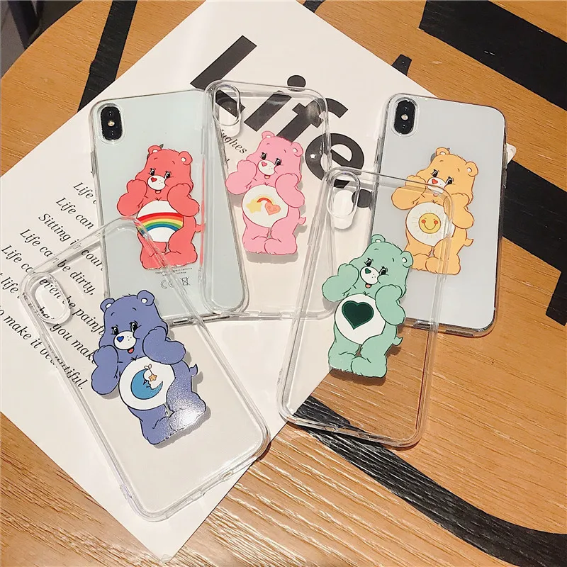 Мультфильм Care Bears Мягкий силиконовый чехол для iphone X XS MAX XR милый медведь Прозрачный чехол для телефона для iphone 6 6s 7 8plus кейс на заднюю панель