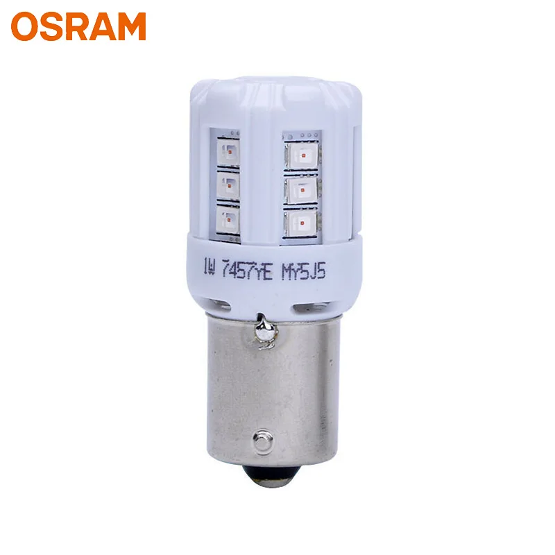 OSRAM СВЕТОДИОДНЫЙ riving Стандартный подходящий светодиодный S25 PY21W 7457YE янтарный цвет Автомобильный сигнальный светильник желтый противотуманный фонарь лампа заднего хода(Твин