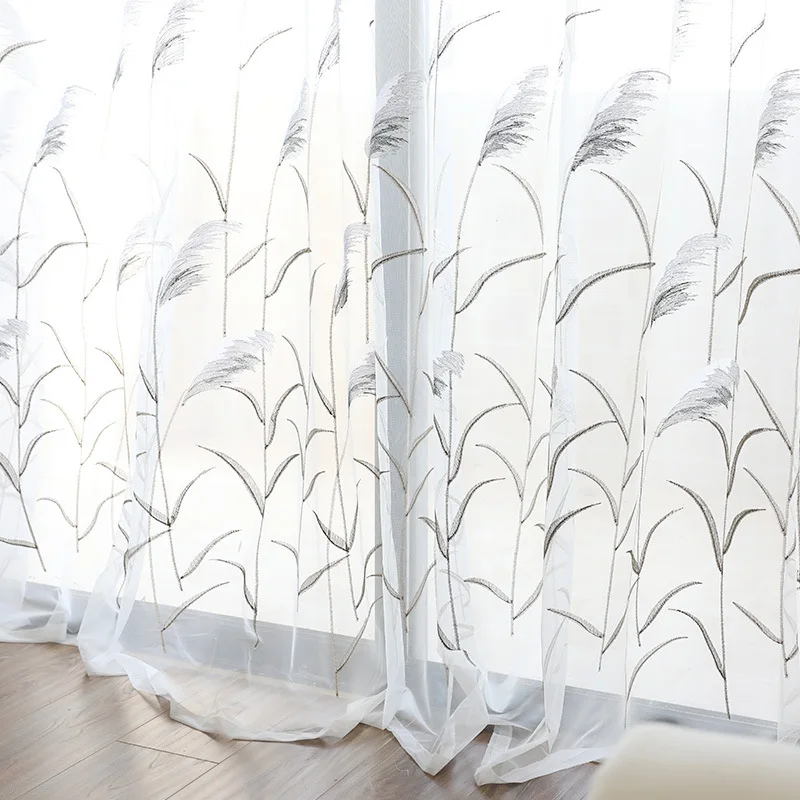 Простые современные Хлопчатобумажные Занавески с вышивкой для гостиной