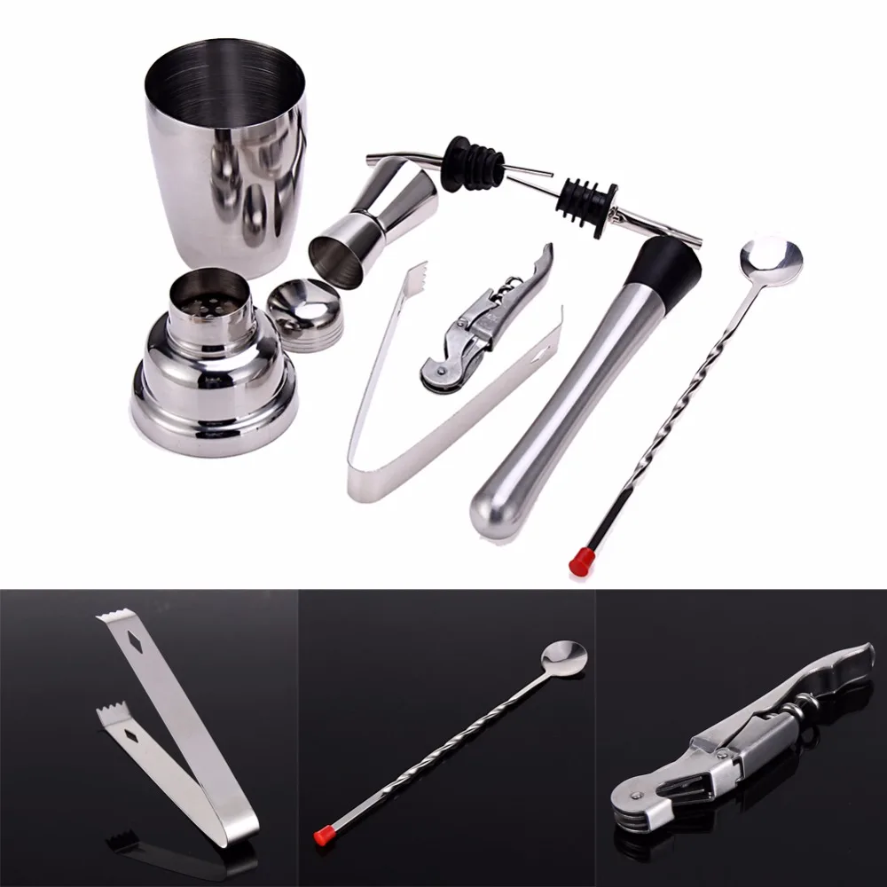 8Pcs/set 350ML Cocktail Set Bartender Kit Stainless Steel Shaker Mixer Drink Wine Tools for | Дом и сад