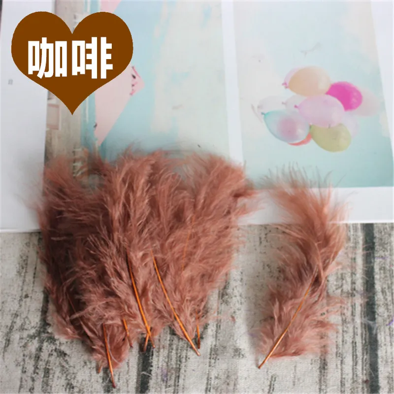 coffee 50pcs Перья индейки 4-6 дюймов 10-15 см куриные Шлейфы перья индейки Марабу для карнавала Хэллоуин Рождество DIY ремесло 50 шт - Цвет: coffee 50pcs