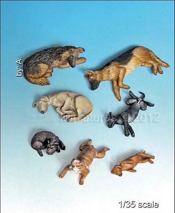 Коллекция 1/35 года набор животных # Щенки собак игрушка модель из смолы