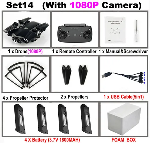 Set14 JDRC JD-20S JD20S WiFi FPV RC Дрон с широкоугольным 2MP HD камерой Профессиональный вертолет складной Дрон RC Квадрокоптер игрушки RTF - Цвет: Set14