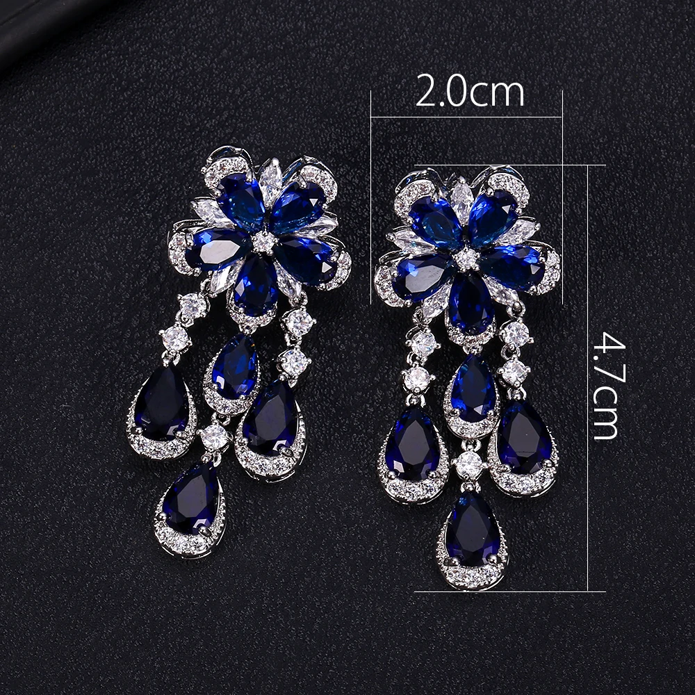 JANKELLY flower Full Mirco Paved Micro Zirconia Women Bridal Dress Wedding Everyday Drop Earring Fashion Jewelry | Украшения и