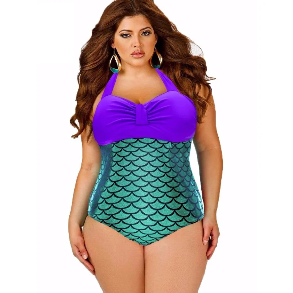 XL XXL XXXL плюс Размеры Одна деталь Купальник Лето русалка ванный комплект большой
