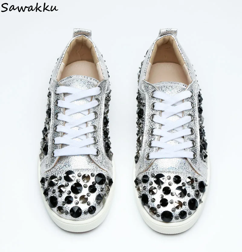 Мужская повседневная обувь на плоской подошве серебристая дышащая кожаная