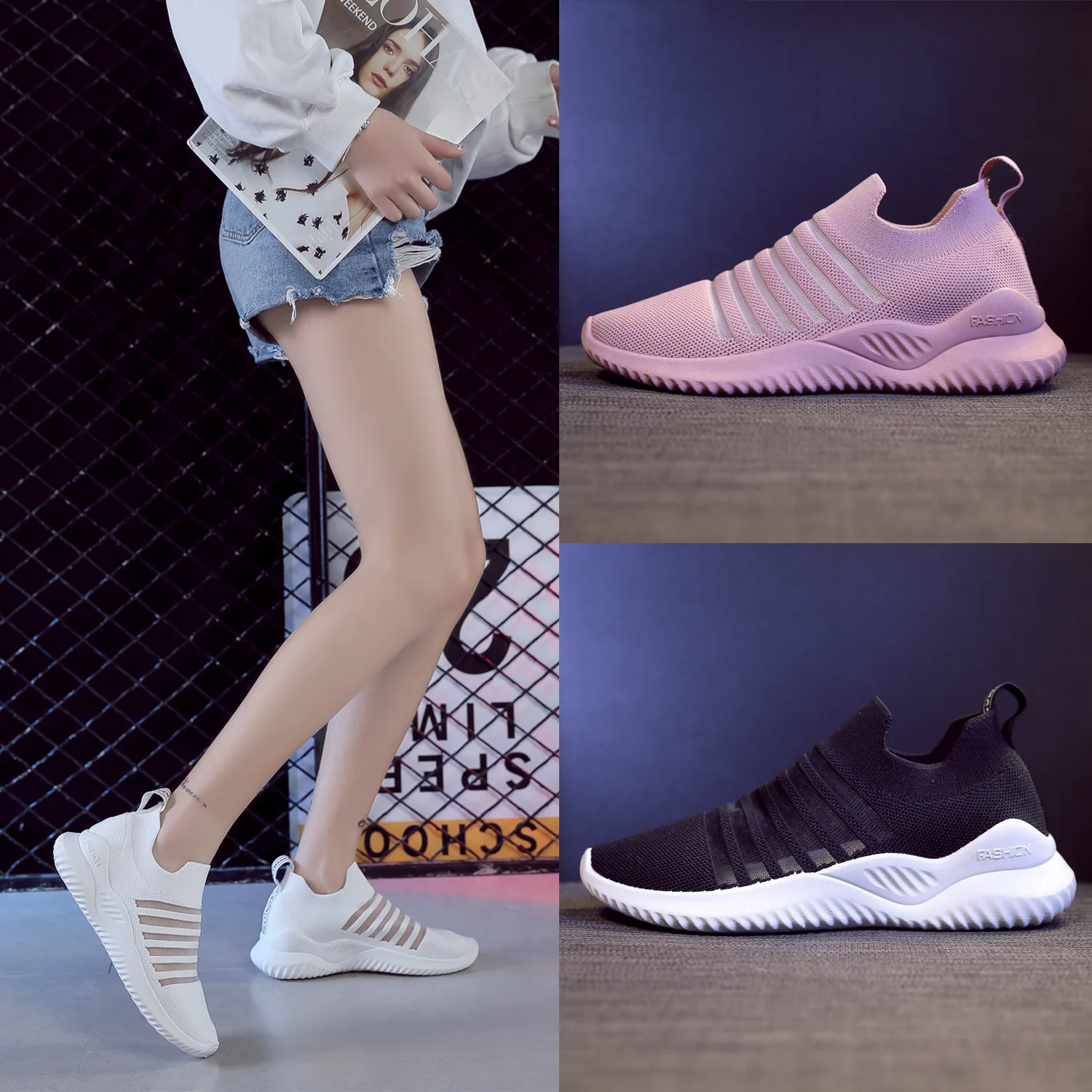 Женские кроссовки сезон весна дышащая сетчатая обувь Повседневная