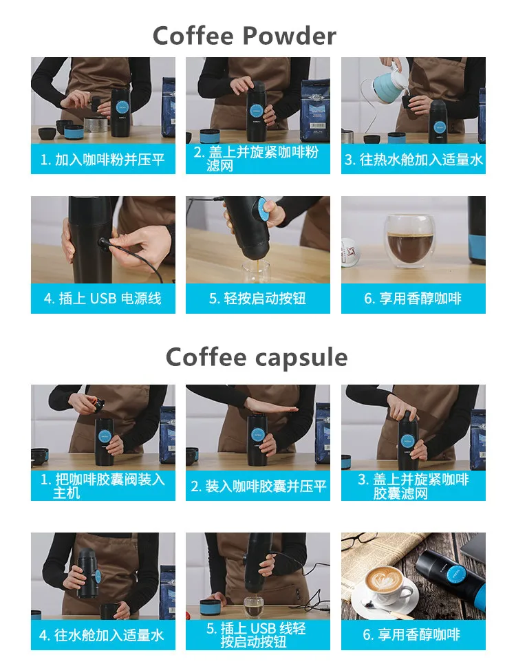 Pod& Powder 2 в 1 Мини капсула для эспрессо Nespresso портативная кофейная капсула машина для кафе электрическая USB извлечение для порошка