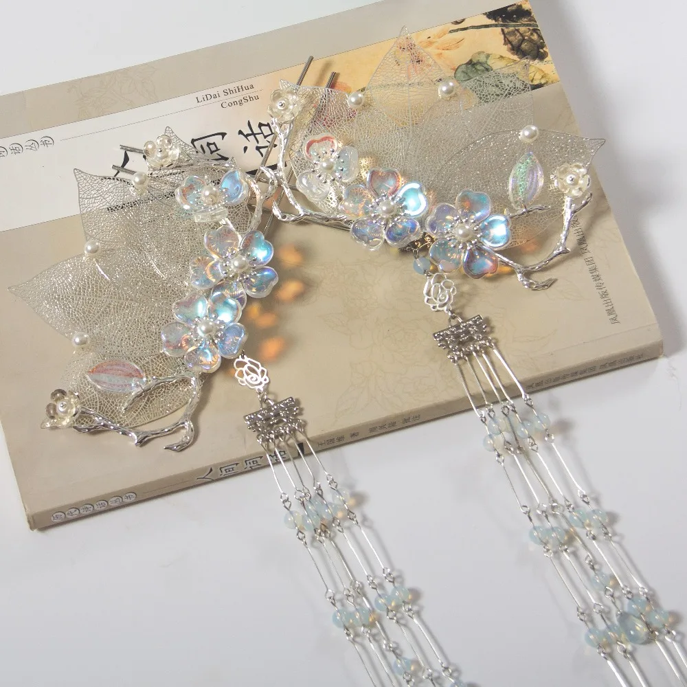 

long tassel hairpin bridal hairpins headwear princess hairpin flower hairpins wedding supplies han dynasty women cosplay