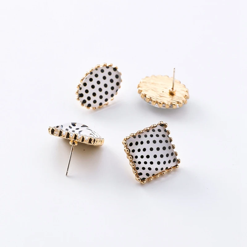Classic pot Earring Geometric EarringRound Square Oval Stud Earrings for Women Cute Korean Style Acrylic Earings Fashion Jewelry | Украшения