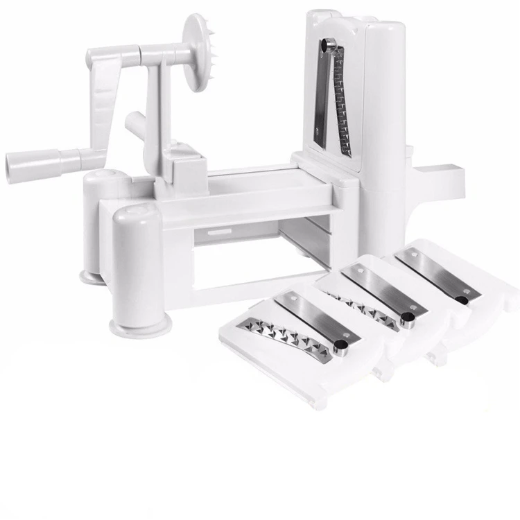 LMETJMA Veggie Spiralizer овощерезка с 3 лезвиями из нержавеющей стали ручной Овощной спиральный слайсер Терка инструменты LK0915A
