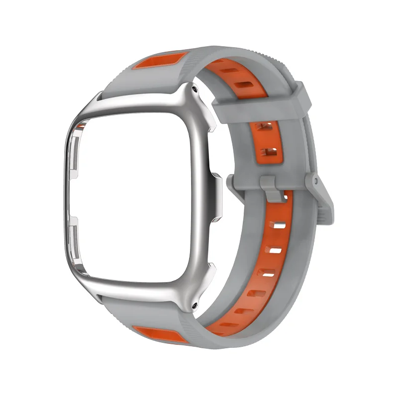 Gray Orange Mijobs силиконовый ремешок чехол для Fitbit Versa Lite браслет умные часы для Fitbit Versa чехол с браслетом аксессуары ремешок на запястье - Цвет: Gray Orange