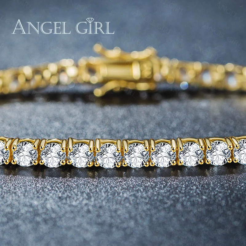 Angelgirl/2018 г. Большая распродажа круглые золотые с кубическим цирконием теннисные