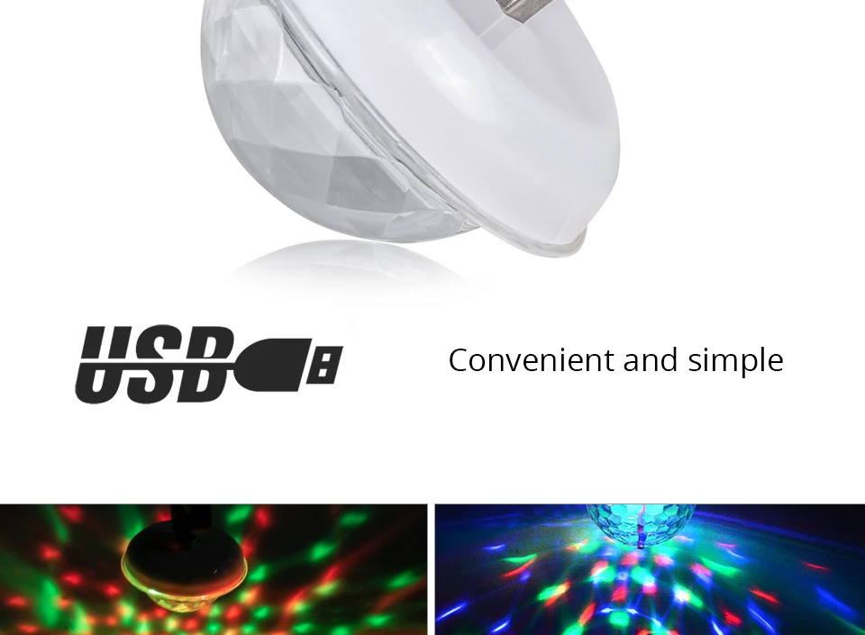 Мини USB струящийся светодиодный светильник для бега, сценический эффект, Кристальный магический диско-шар, 4 Вт, RGB стробоскопический светильник, диско-DJ, караоке, домашний вечерние светильник s