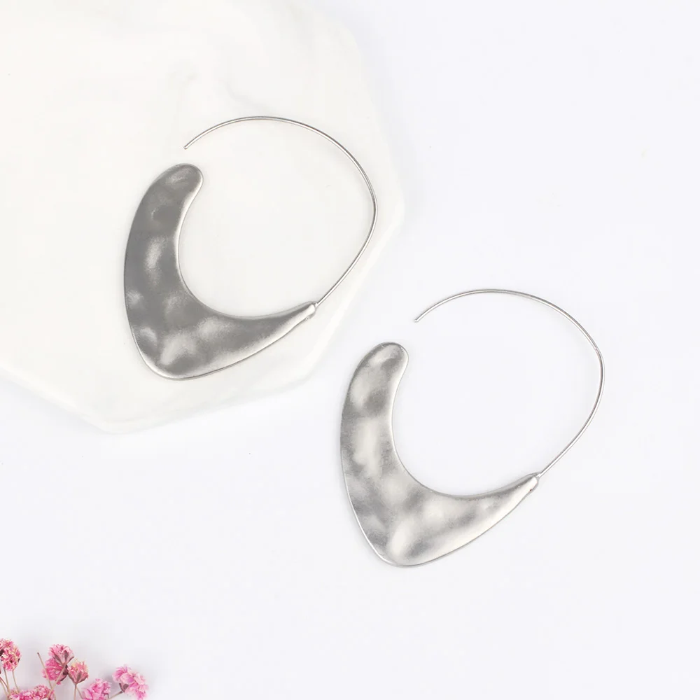 Новые корейские круглые висячие серьги FINE4U E078 из нержавеющей стали для женщин