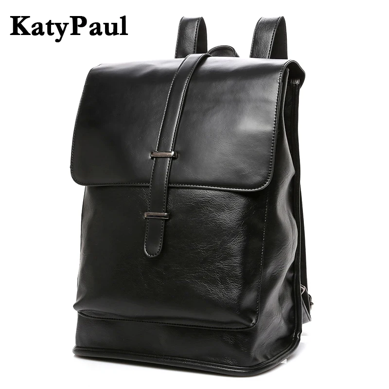 

KatyPaul Men Business High Quality Rucksack Brand Leather Men's Casual Style Travel Laptop Backpack Man School Bags Mochila