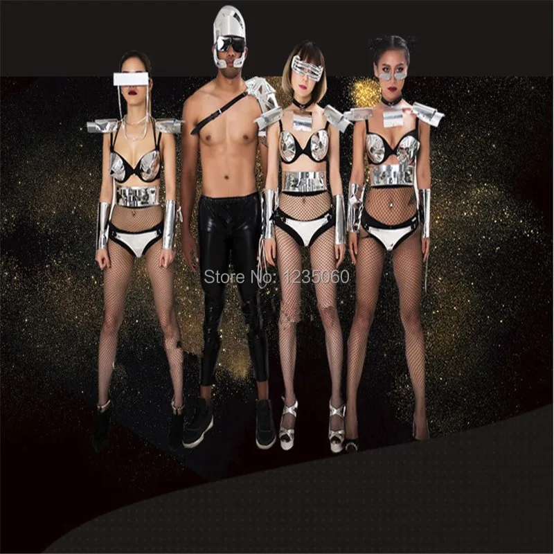 Серебристое зеркальное боди WYY Singer костюмы для диджея бальных танцев мужской