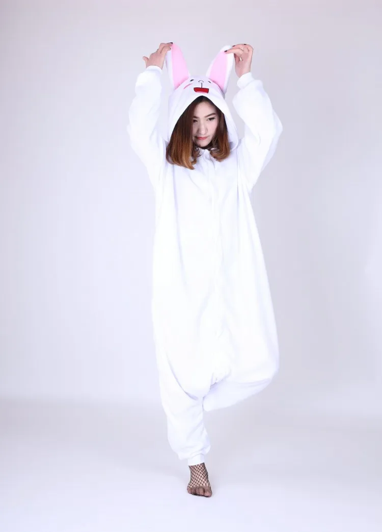 Аниме животные белый кролик взрослый комбинезон Женщины Мужчины Косплей костюмы