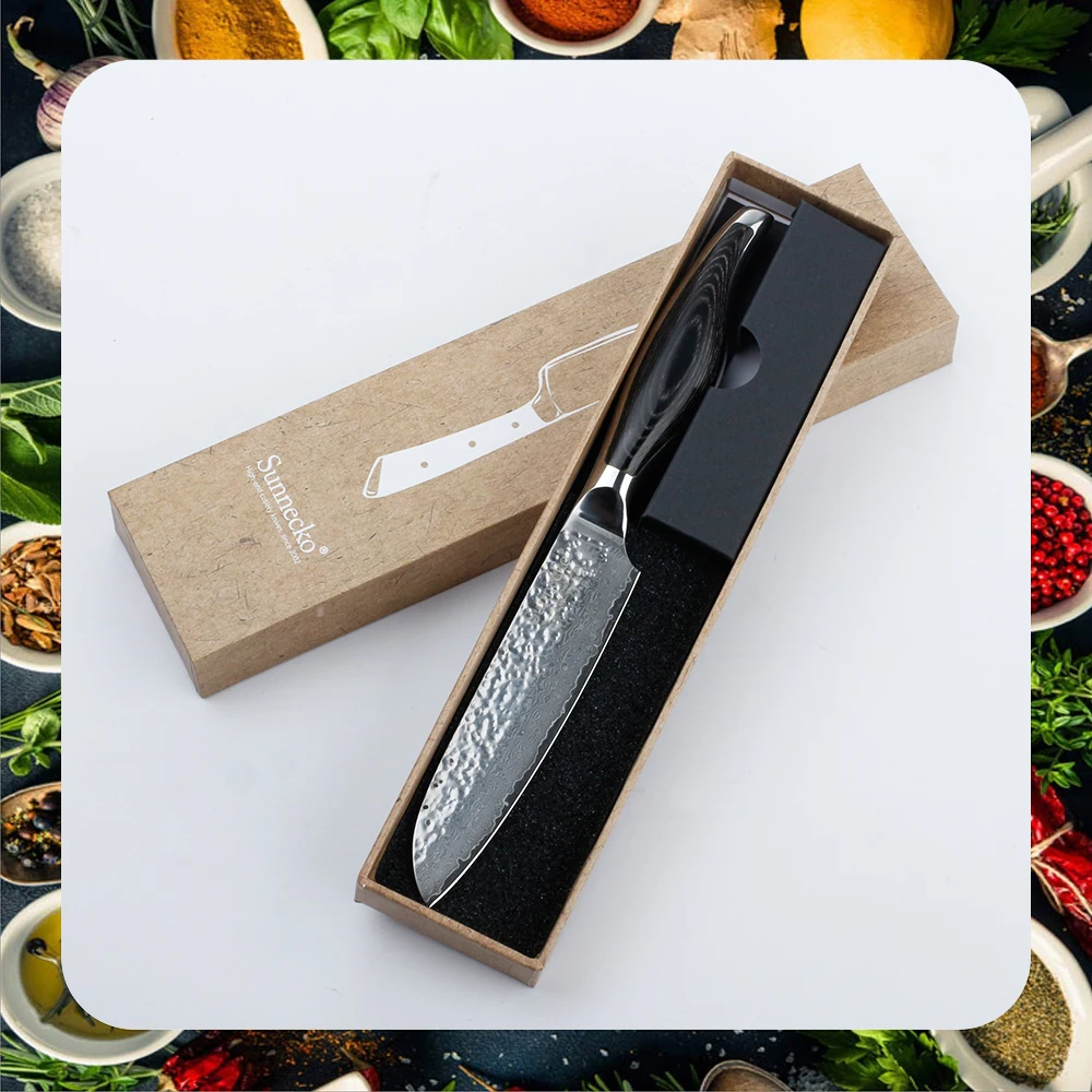 Sunnecko 5 &quotдюймовый нож Santoku кухонные ножи японский Дамаск VG10 сталь острый сильный