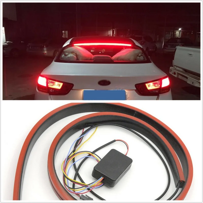 12V автомобильная светодиодная лента задний тормозной фонарь Предупреждение динамическая стримерная лампа стоп-сигнал верхнего крепления