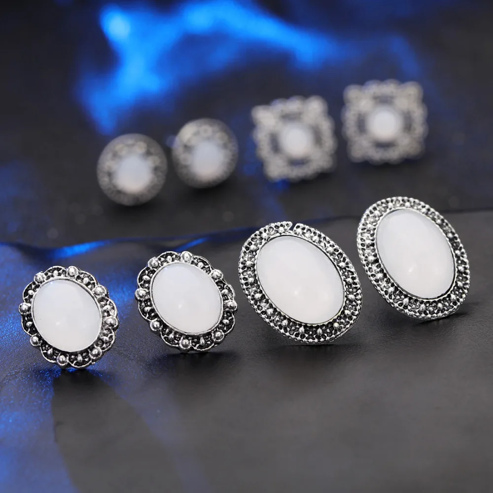 Женские тибетские серьги с опалом 4 пары | Украшения и аксессуары