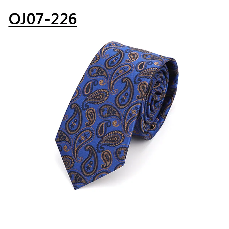 OJ07-226 YISHLINE Factory 7 см галстуки синие Пейсли пледы галстуки с рисунками из мультфильмов для мужчин Свадебная вечеринка рубашка жениха Длинный Галстук Полиэстер Шелк - Цвет: OJ07-226