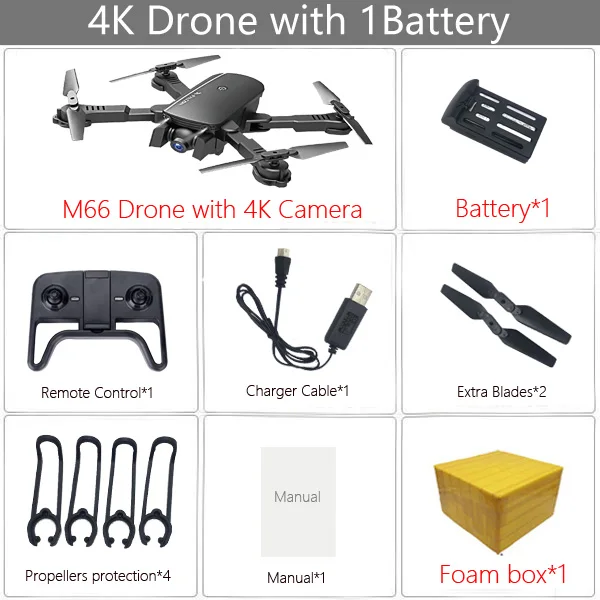 4K Black 1B F M66 Wifi FPV RC Дрон 4K камера Квадрокоптер 1080P двойная камера Оптическое позиционирование потока фото Дрон Vs Visuo Xs816 SG106 - Цвет: 4K Black 1B F