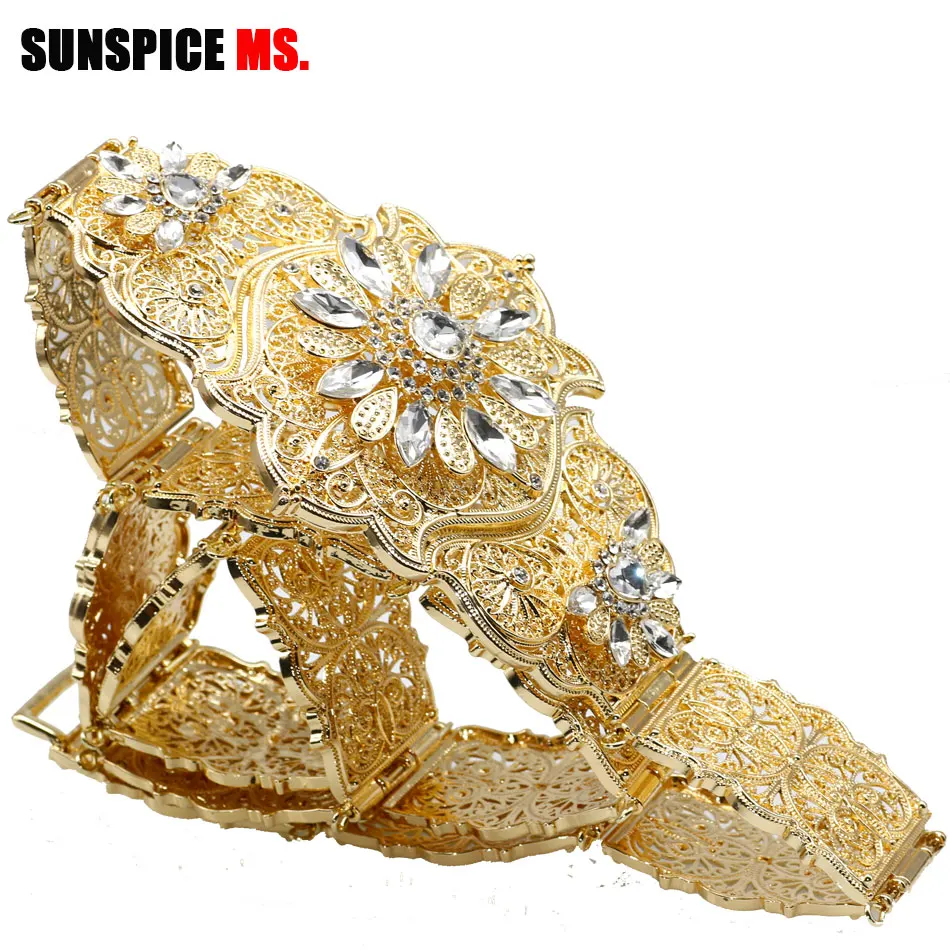 SUNSPICE-MS женский пояс, стразы, этнические Свадебные украшения для тела, европейская традиционная цепочка на талию, Ретро стиль, золотой цвет