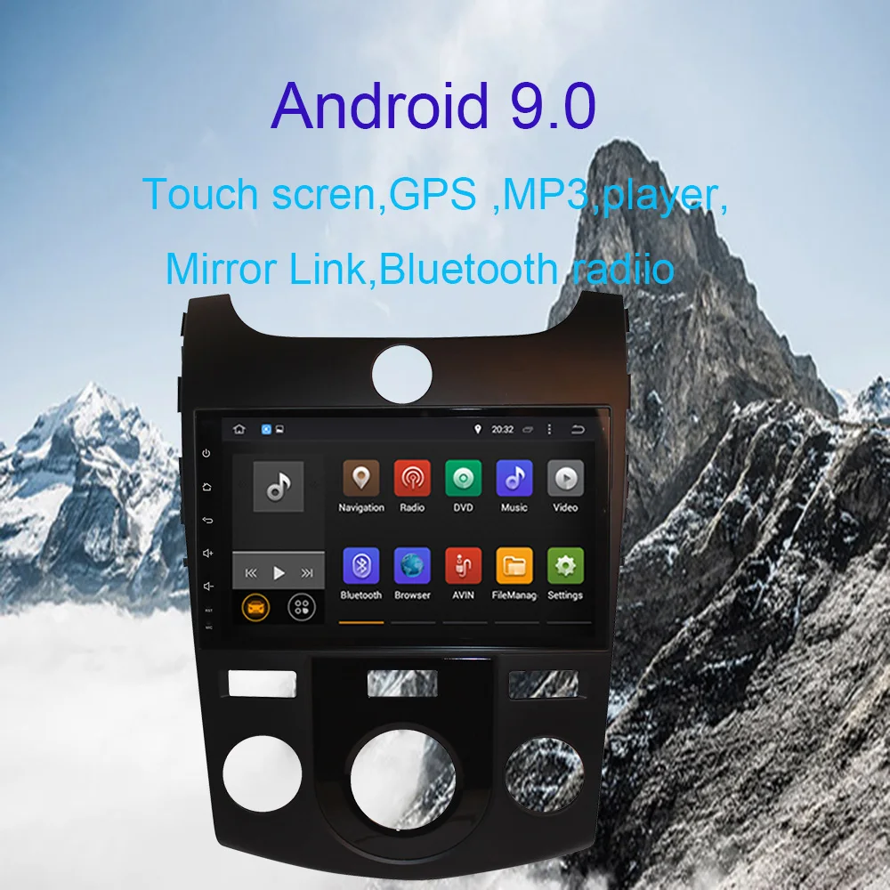 Android 9.0 Car GPS Multimedia Player For KIA CERATO/FORTE Manual Air-Conditioner version 2008-2012 Radio Stereo GPS Navigation
