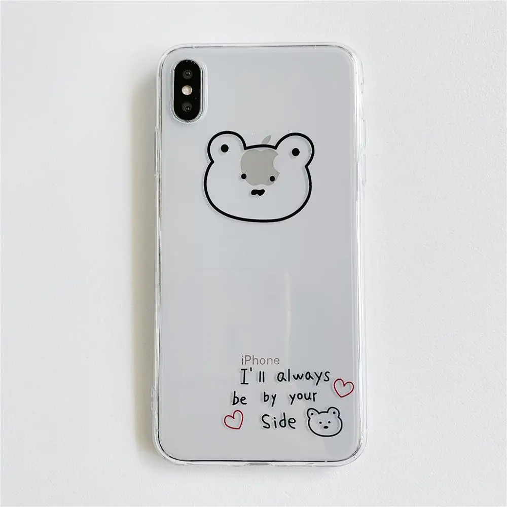 Cute Line Cartoon Bear Phone Case For iPhone 6 6s 7 8 plus X 10 XS Max XR Back Cover Funda Soft Clear TPU Transparent |