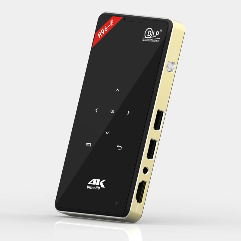 Лидер продаж H96-P портативный проектор Android TV Box Авто коррекция Amlogic S905X Поддержка 10-бит HEVC H.265 видео+ RGB светодиодный