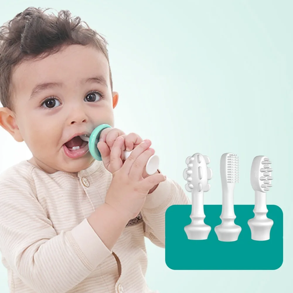 Mambobaby 3 функция детская зубная щетка для детей силиконовая учебная щетка безопасный Прорезыватель для малышей зубная щетка уход за зубами зубная щетка детская зубная щетка для детей щетка для зубные щетки