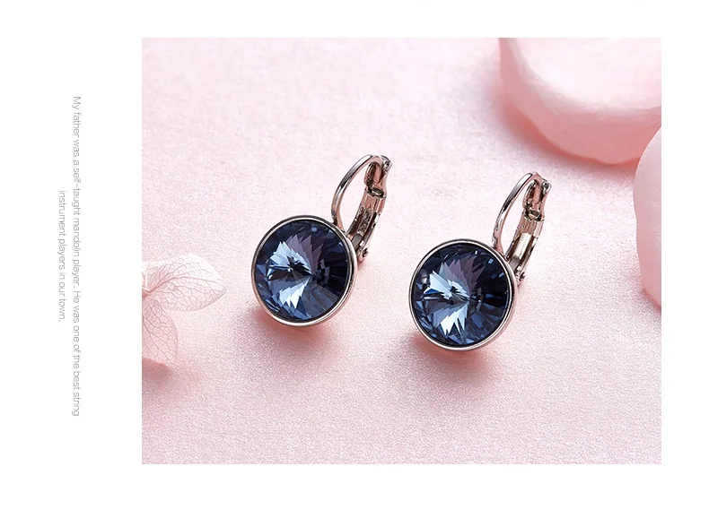TYTW New Round Crystals Women Hoop Earring White Blue Purple Red Girl Earrings Fashion Jewelry Gift 4 colors