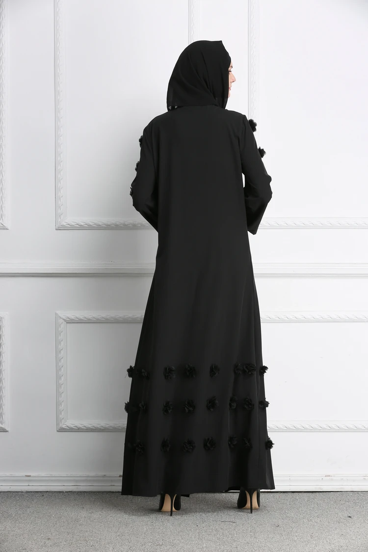 Женский кардиган с аппликацией Abaya серый белый черный мусульманский длинный