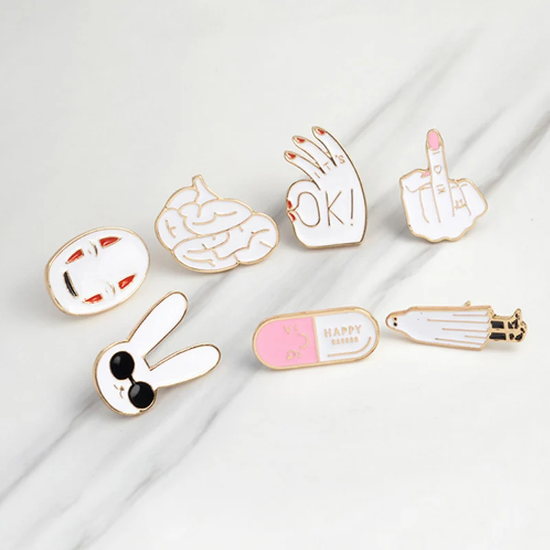1 шт мультфильм кролик таблетки металлический значок брошь Кнопки булавки