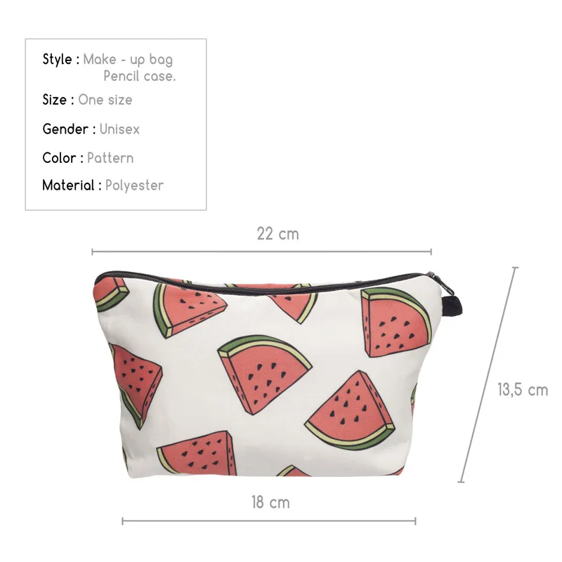 3D печать арбуза макияж сумки с разноцветным рисунком Милая Косметика Сумки для