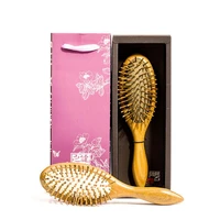 treesmile 1 pc sandalwood comb hand polished green tan massage hairbrush anti static wood head hair brush styling tools d50