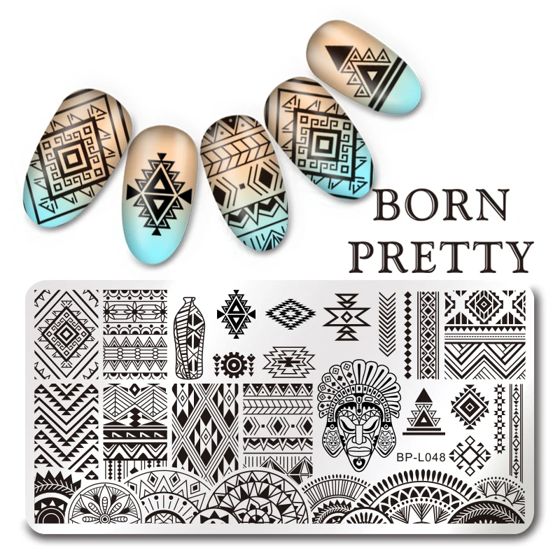 1 Шт. Born pretty 12*6 см Прямоугольник Ногтей Штампа Плиты модный Этническый Проект