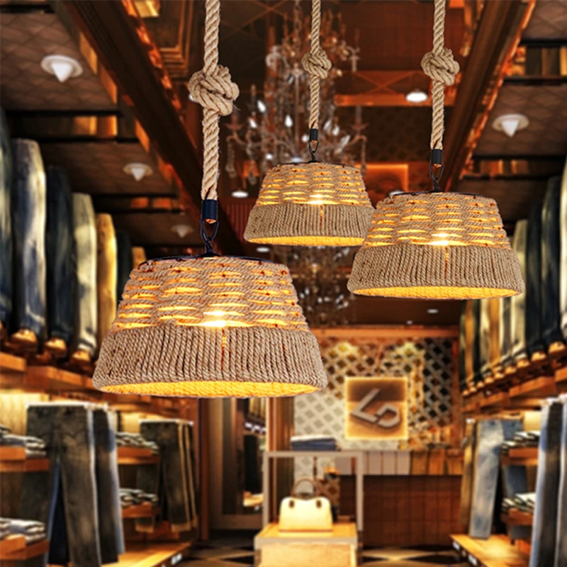 Винтажная веревка подвесные светильники лампа американский Лофт творческая