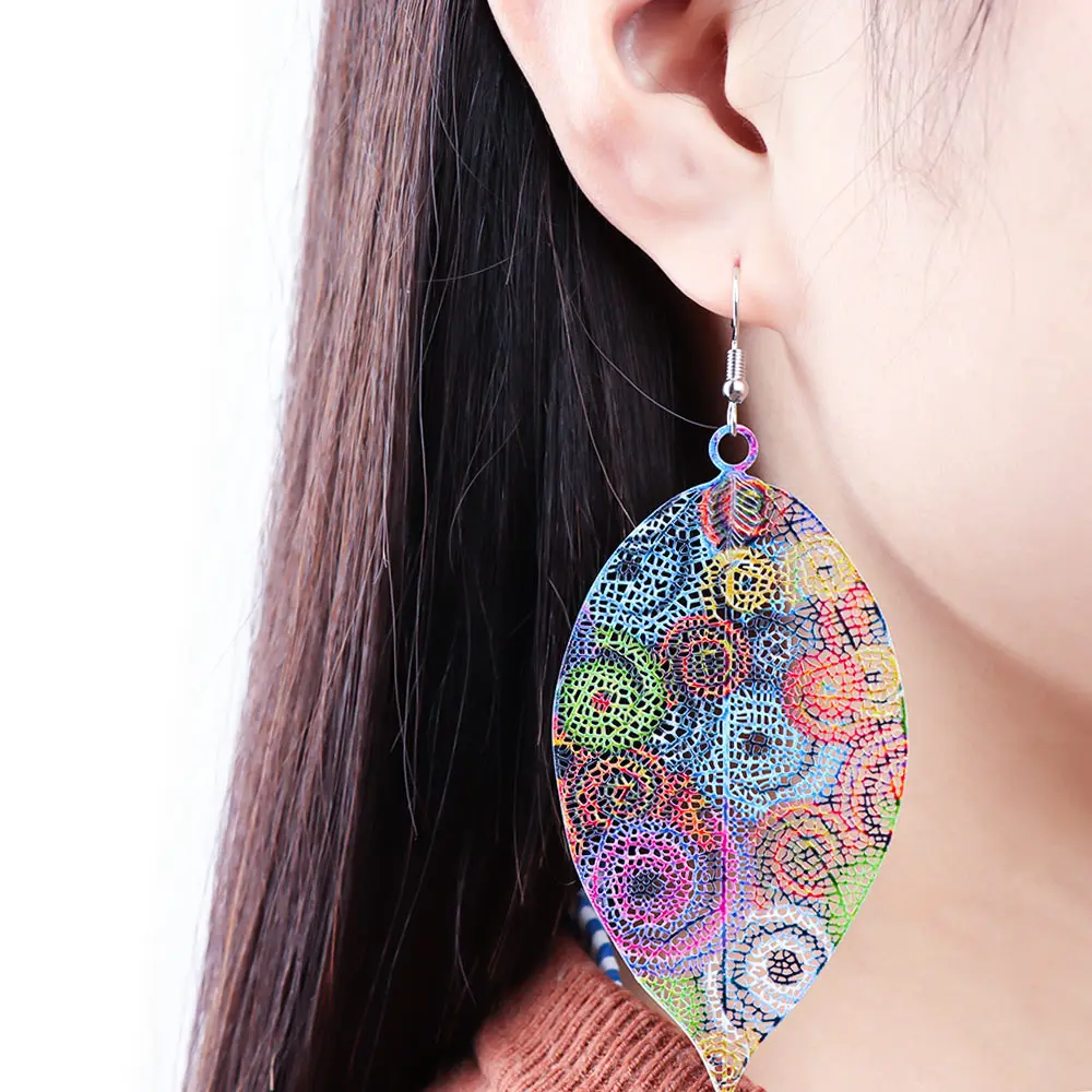 Винтажные висячие серьги с листьями модные богемные выдолбленные для женщин