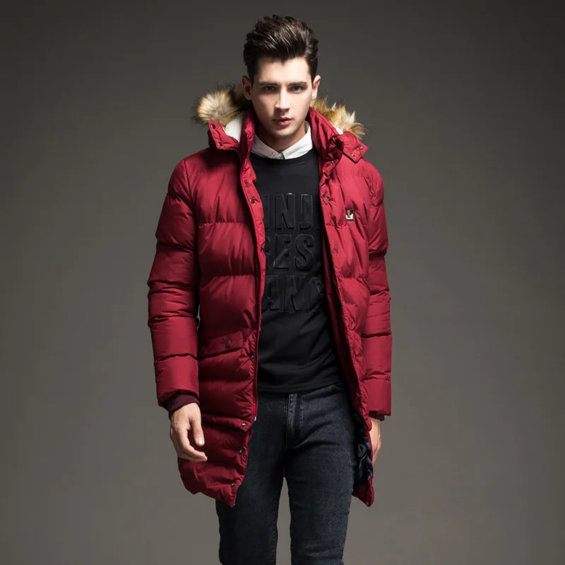 Красный Новинка, зимний пуховик, мужское пальто, мужские пальто, Manteau Homme, Мужская парка, Abrigos Hombres Invierno, модные парки - Цвет: Красный