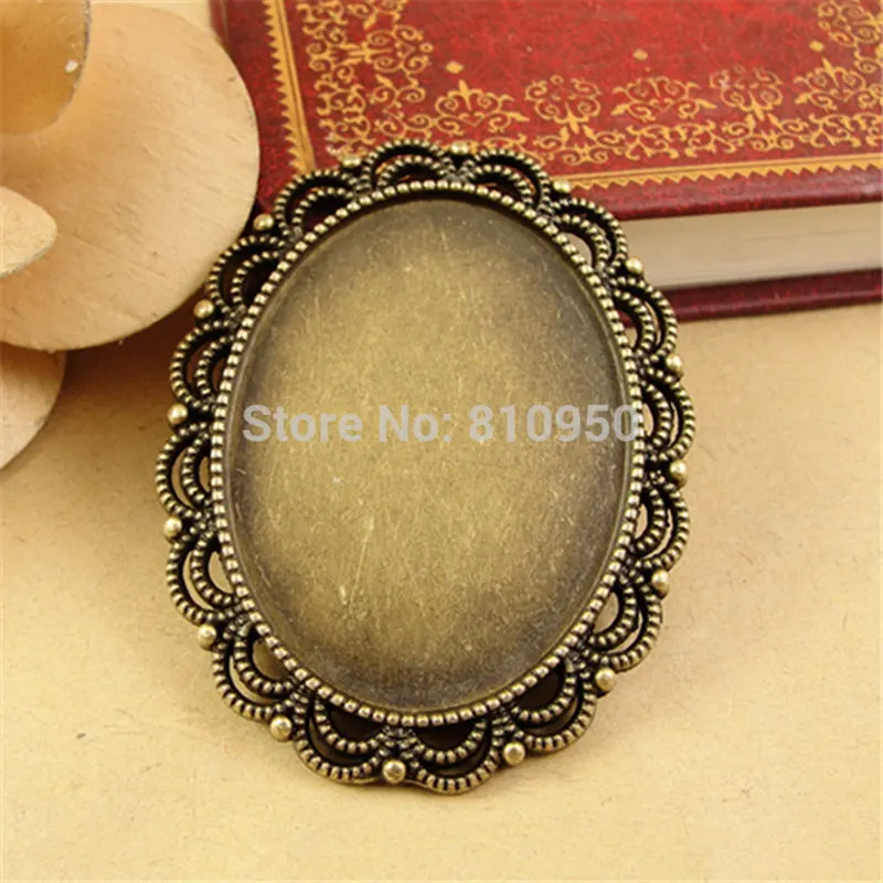 

20 pieces/lot Fit 30*40mm Zinc Alloy Antique Bronze Blank Vintage Charms Pendant Base Cameo Cabochon Bezel Pendant Settings