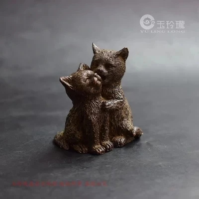 

Pocket Couple. Cat Small Ornaments Antique Bronze Carvings